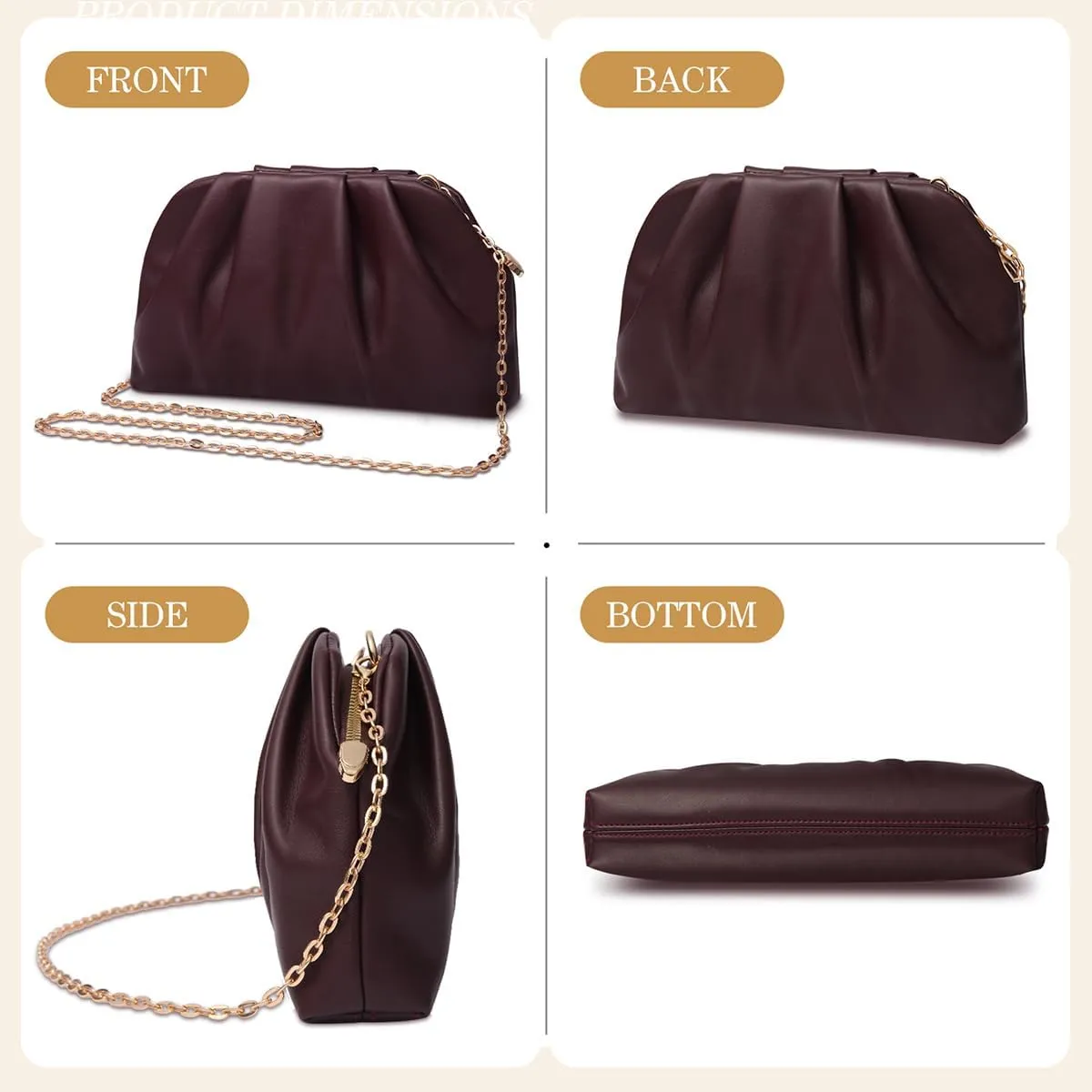 lovyoCoCo Clutch Purse for Women Soft Pleated PU Wedding Clutch, Elegant Evening Bag for Galas, Proms,Cocktail Parties