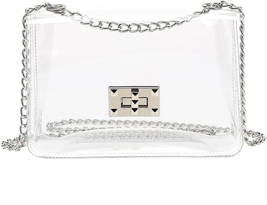 LOXOMU Clear Purse for Women, Stadium Approved Crossbody Bag, Handbag Clutch for Concerts, Work, Sports Events