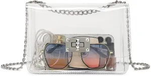 LOXOMU Clear Purse for Women, Stadium Approved Crossbody Bag, Handbag Clutch for Concerts, Work, Sports Events