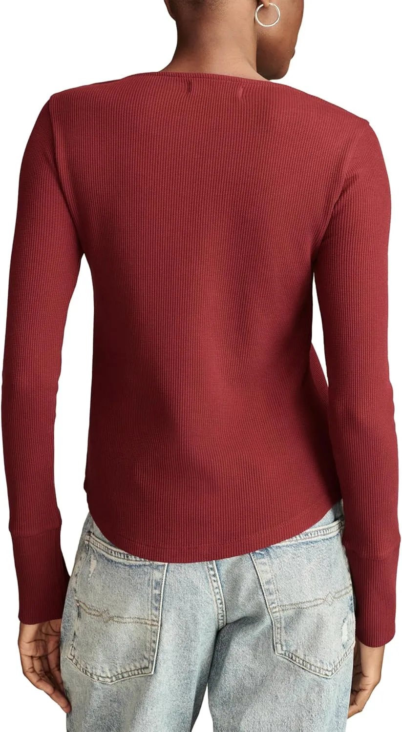 Lucky Brand Women's Embroidered Mesh Yoke Henley