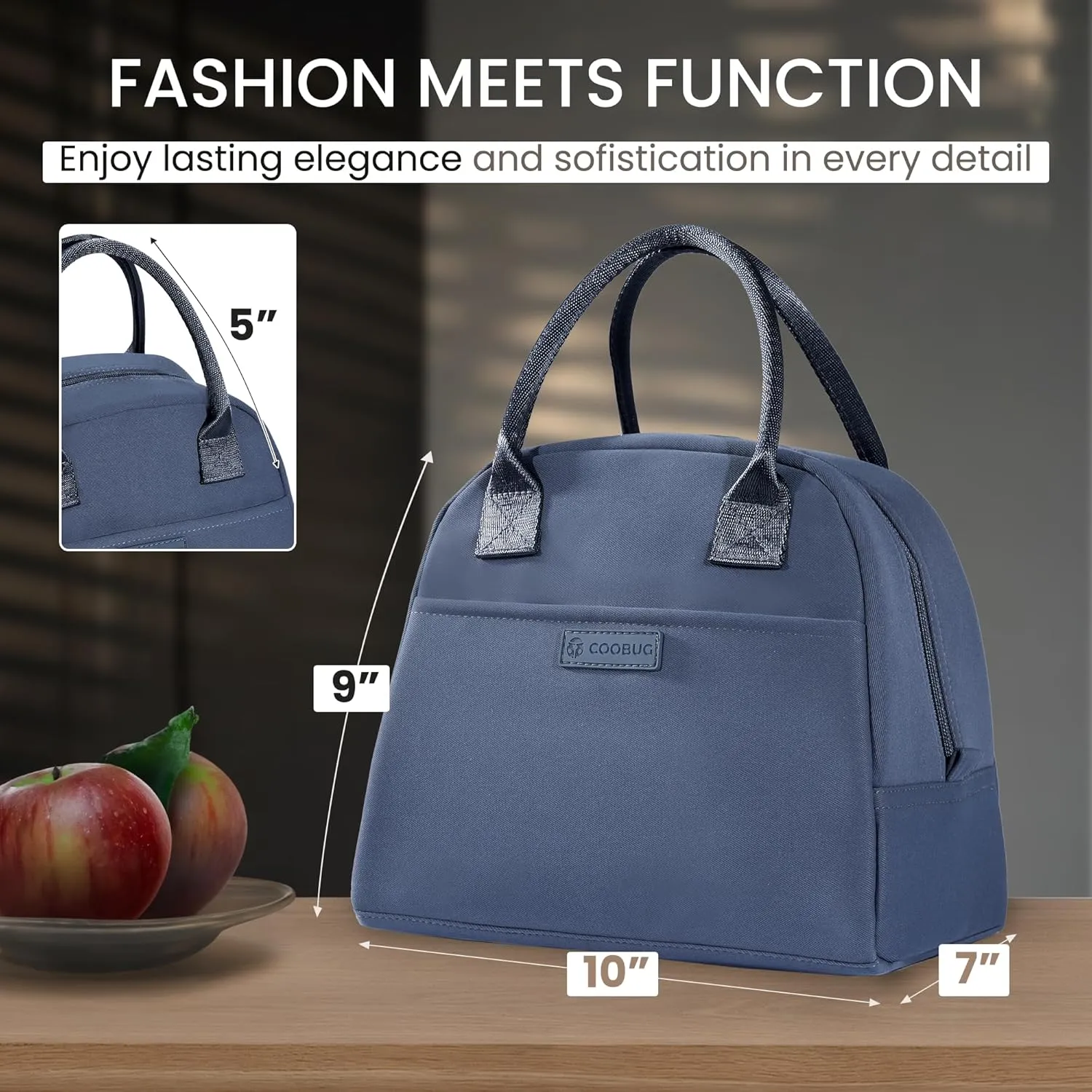 Lunch Box Bag for Women - Insulated Women's Lunch Bags for Work, Fashionable Adult Meal Prep Bag, Leakproof Thermal Cooler Tote for Office, Premium Snack Bags for Female Professionals - Blue