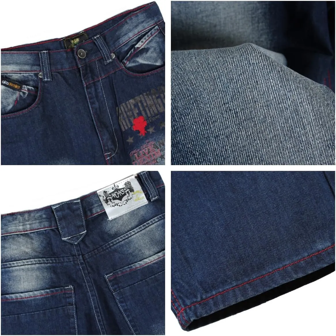 LUOBANIU Men's Y2K Hip Hop Style Baggy Jeans Denim Loose Fit Vintage Embroidered Dance Skateboard Pants