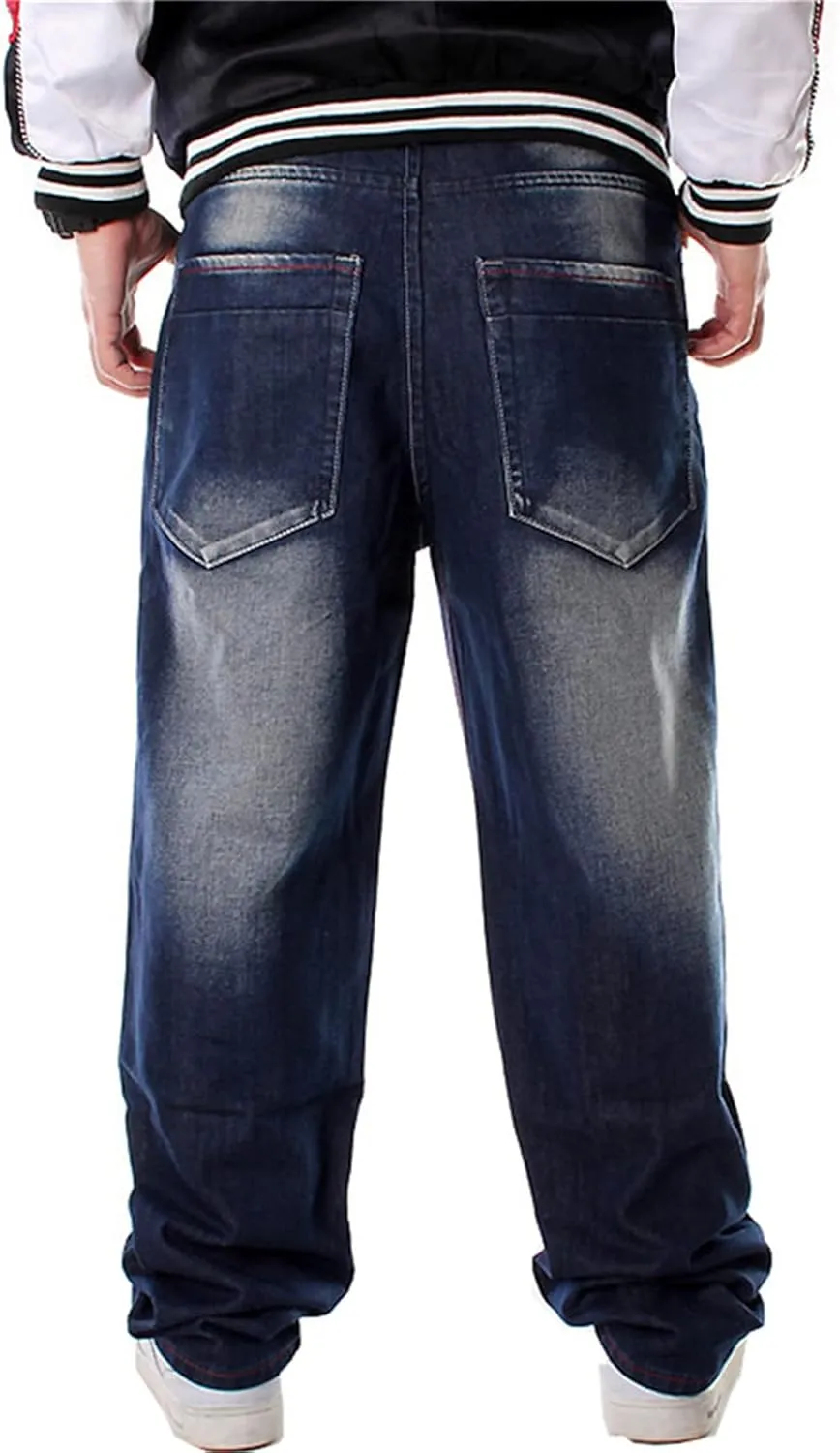 LUOBANIU Men's Y2K Hip Hop Style Baggy Jeans Denim Loose Fit Vintage Embroidered Dance Skateboard Pants