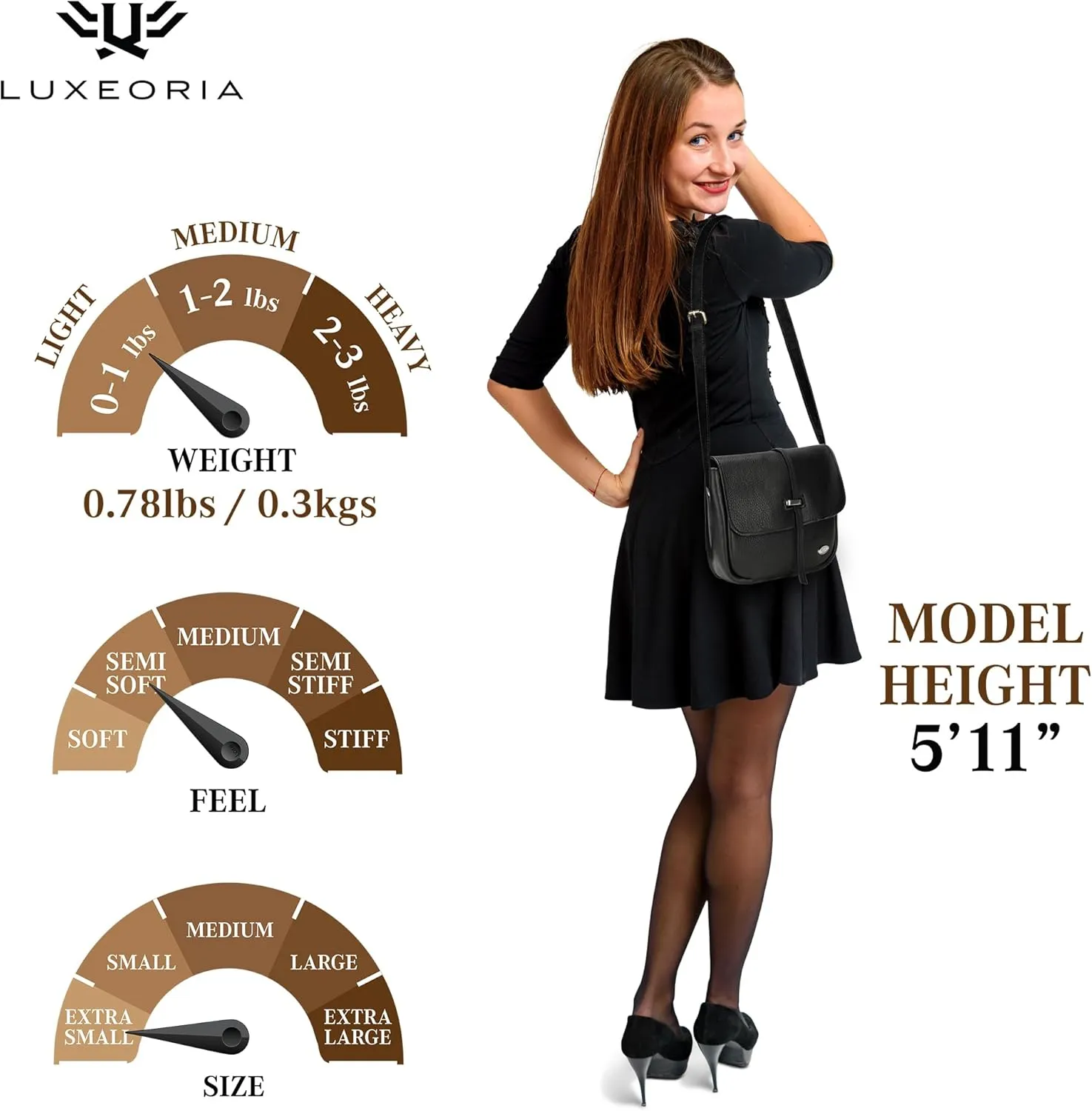 LUXEORIA Genuine Leather Crossbody Bags for Women, Small Travel Purses, Mobile & Credit Card Pockets with Adjustable Strap