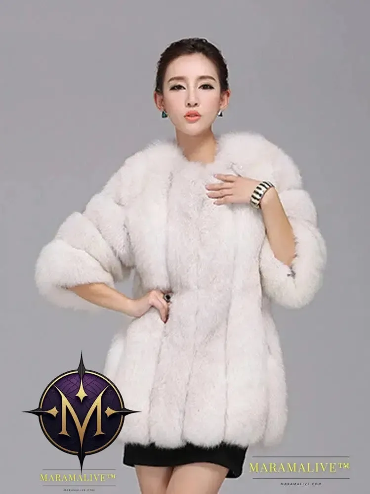 Luxury Faux Fox Fur Coat Slim Long Pink Red Blue Faux Fur Jacket Women Fake Fur Coats