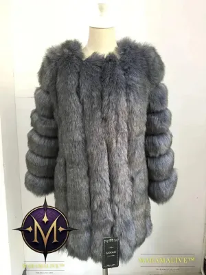 Luxury Faux Fox Fur Coat Slim Long Pink Red Blue Faux Fur Jacket Women Fake Fur Coats