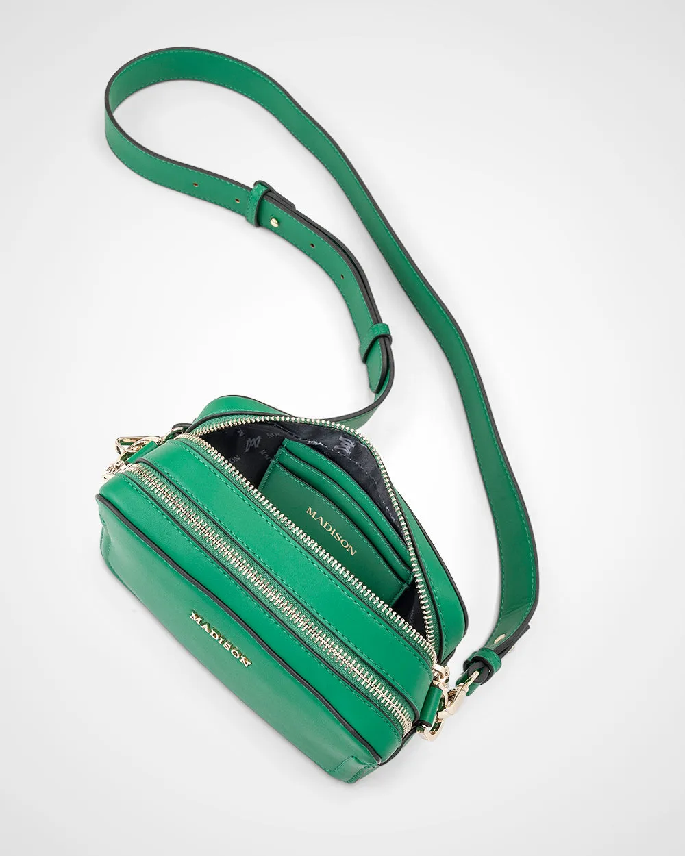 Maddie Double Zip Camera Crossbody Bag   Monogram Bag Strap