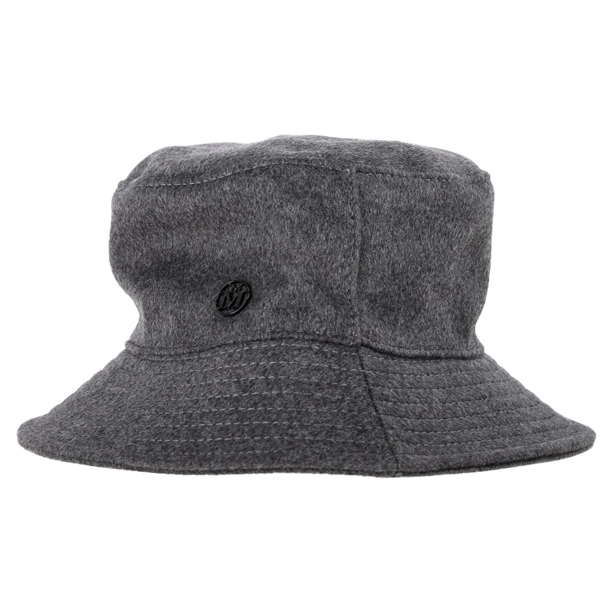 Maison Michel Angele Appliqué-Logo Bucket Hat in Grey Wool