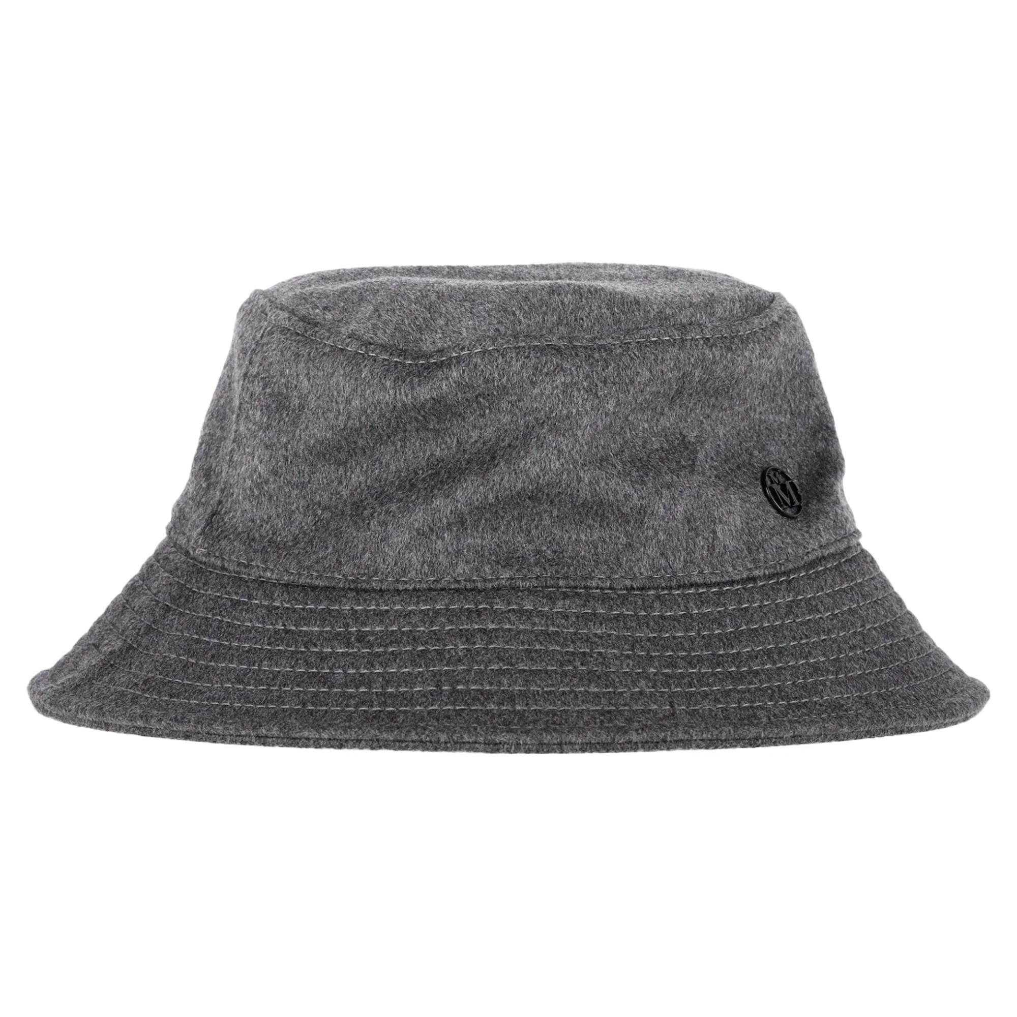 Maison Michel Angele Appliqué-Logo Bucket Hat in Grey Wool