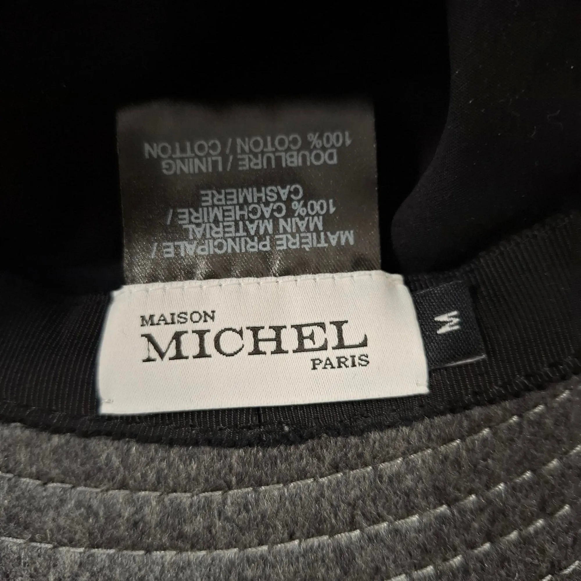 Maison Michel Angele Appliqué-Logo Bucket Hat in Grey Wool