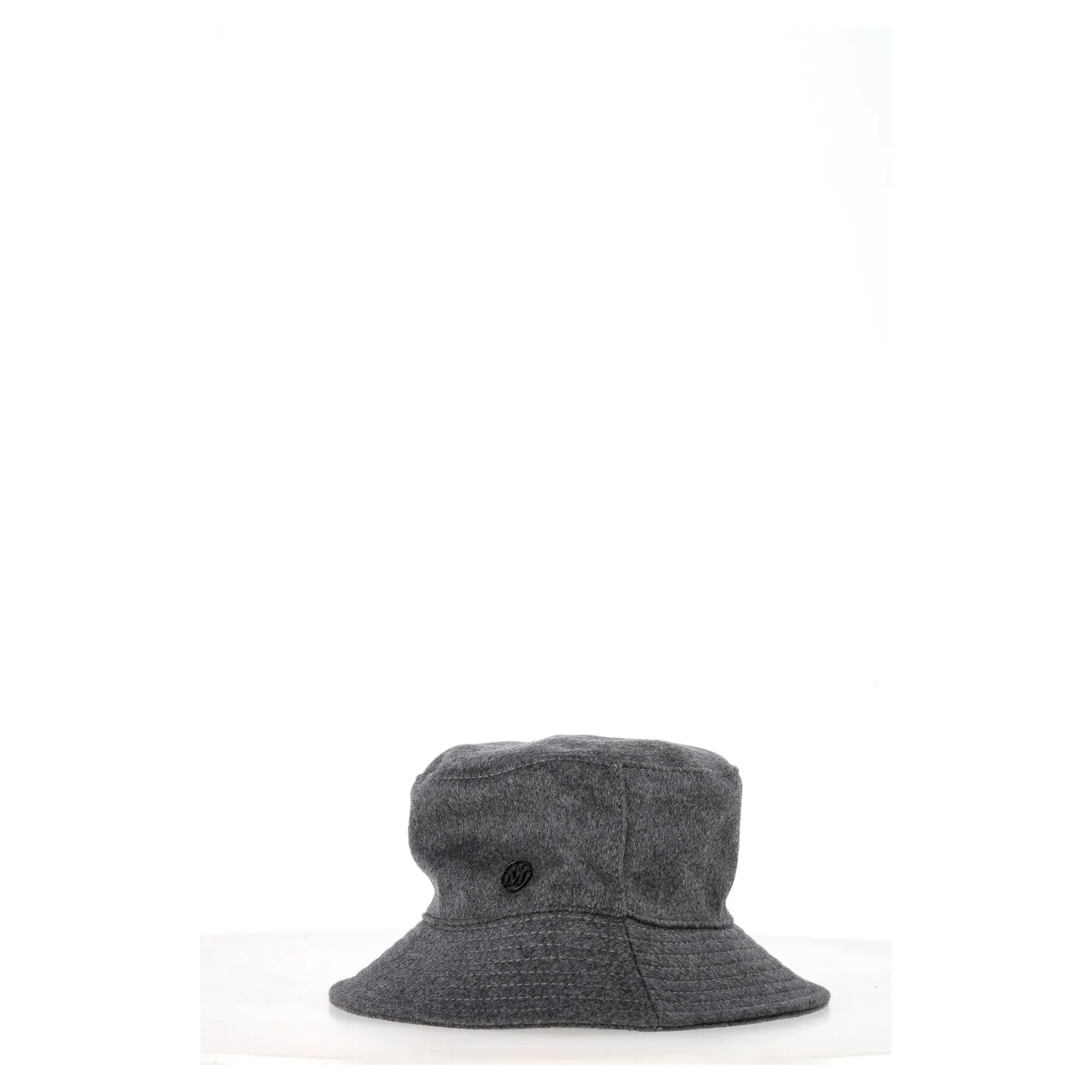 Maison Michel Angele Appliqué-Logo Bucket Hat in Grey Wool