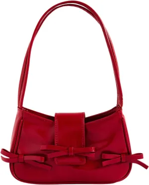 MakeMeChic Women's Bow Shoulder Handbag PU Leather Top Handle Y2K Underarm Bags