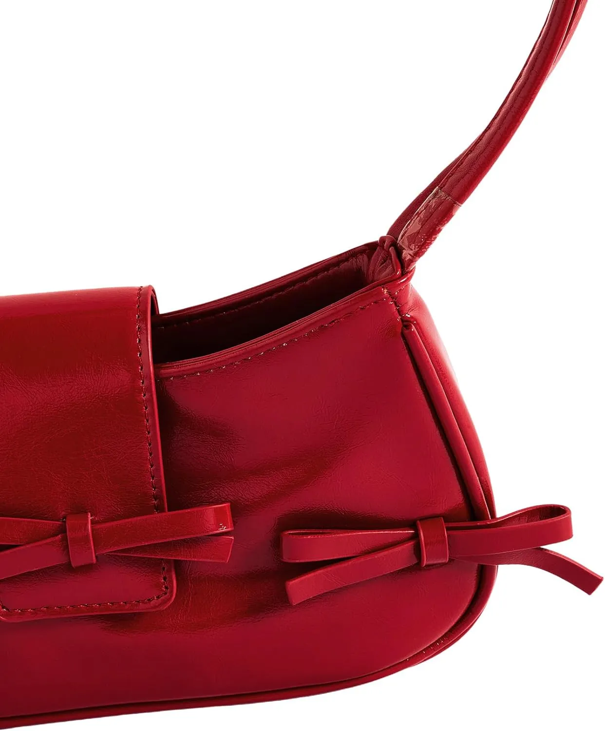 MakeMeChic Women's Bow Shoulder Handbag PU Leather Top Handle Y2K Underarm Bags
