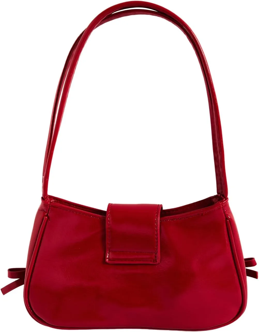 MakeMeChic Women's Bow Shoulder Handbag PU Leather Top Handle Y2K Underarm Bags