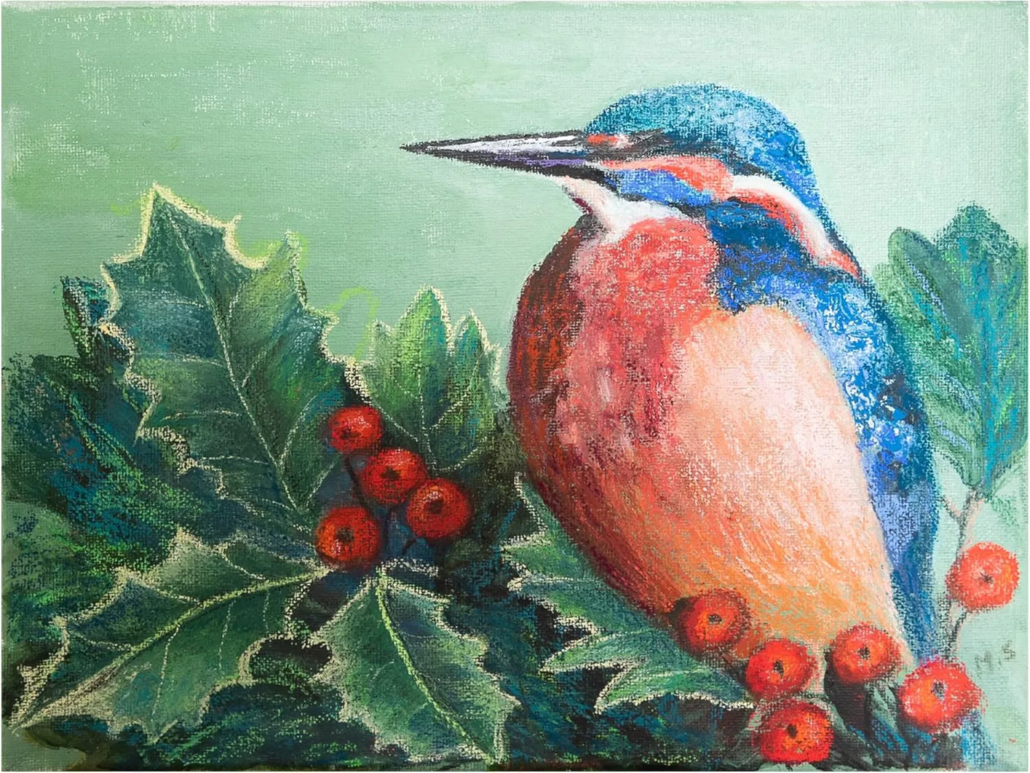 Margo Starkey 'Kingfisher on berries, 2022' Canvas Art - 24 x 18 Inches