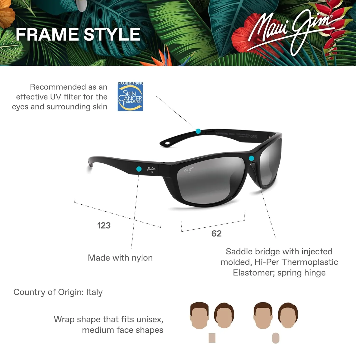 Maui Jim Men's and Women's Nuu Landing Polarized Wrap Sunglasses