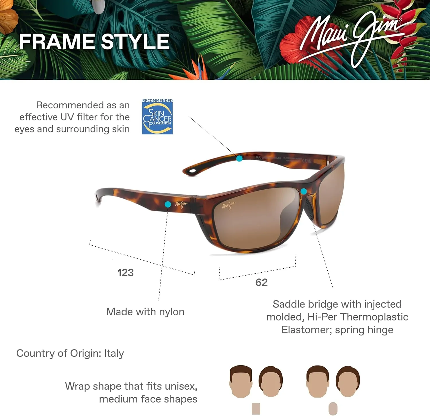 Maui Jim Men's and Women's Nuu Landing Polarized Wrap Sunglasses