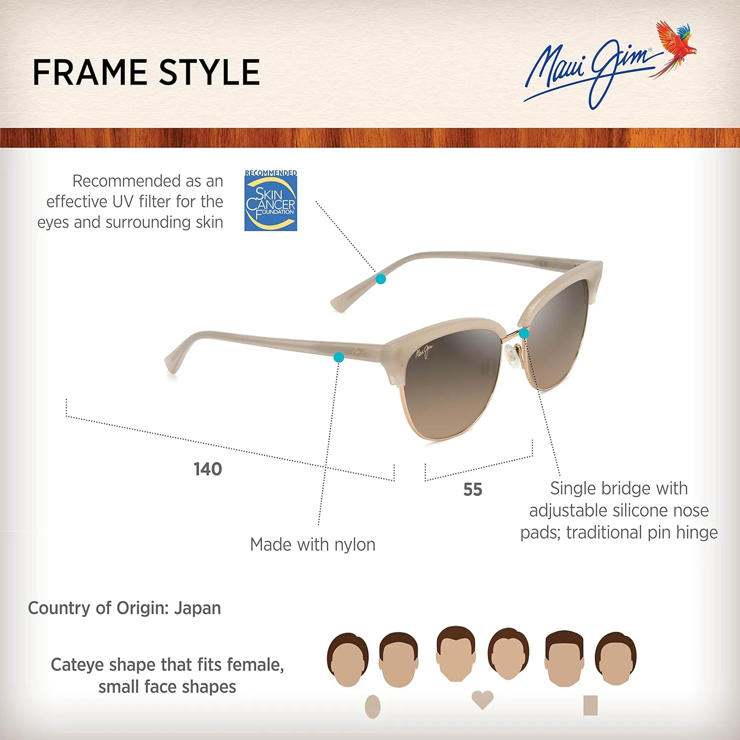 Maui Jim Women's Lokelani Polarized Cat Eye Sunglasses