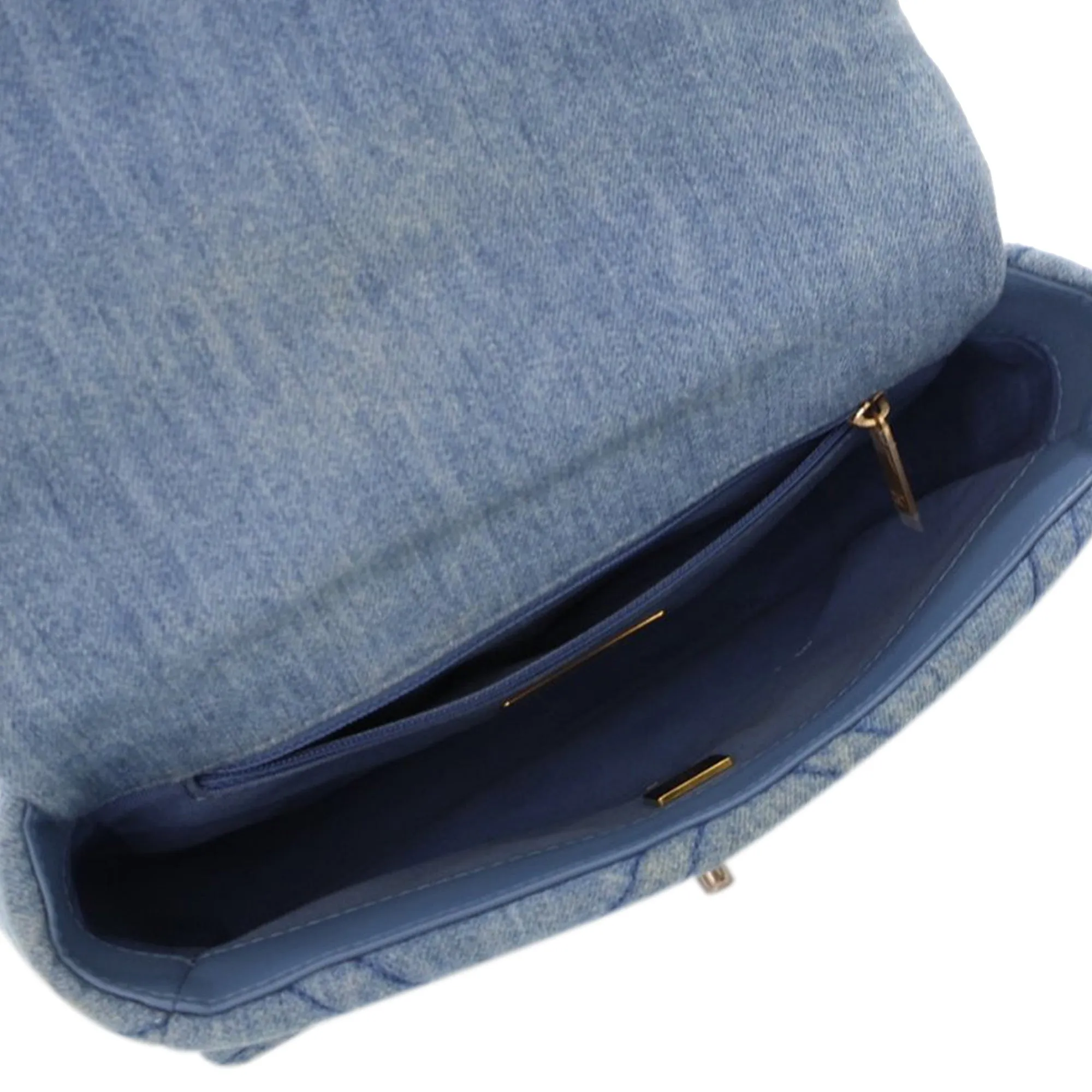 Medium Denim Double Stitched 19 Flap