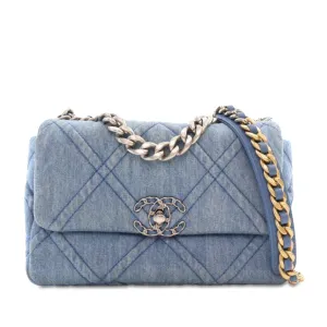 Medium Denim Double Stitched 19 Flap