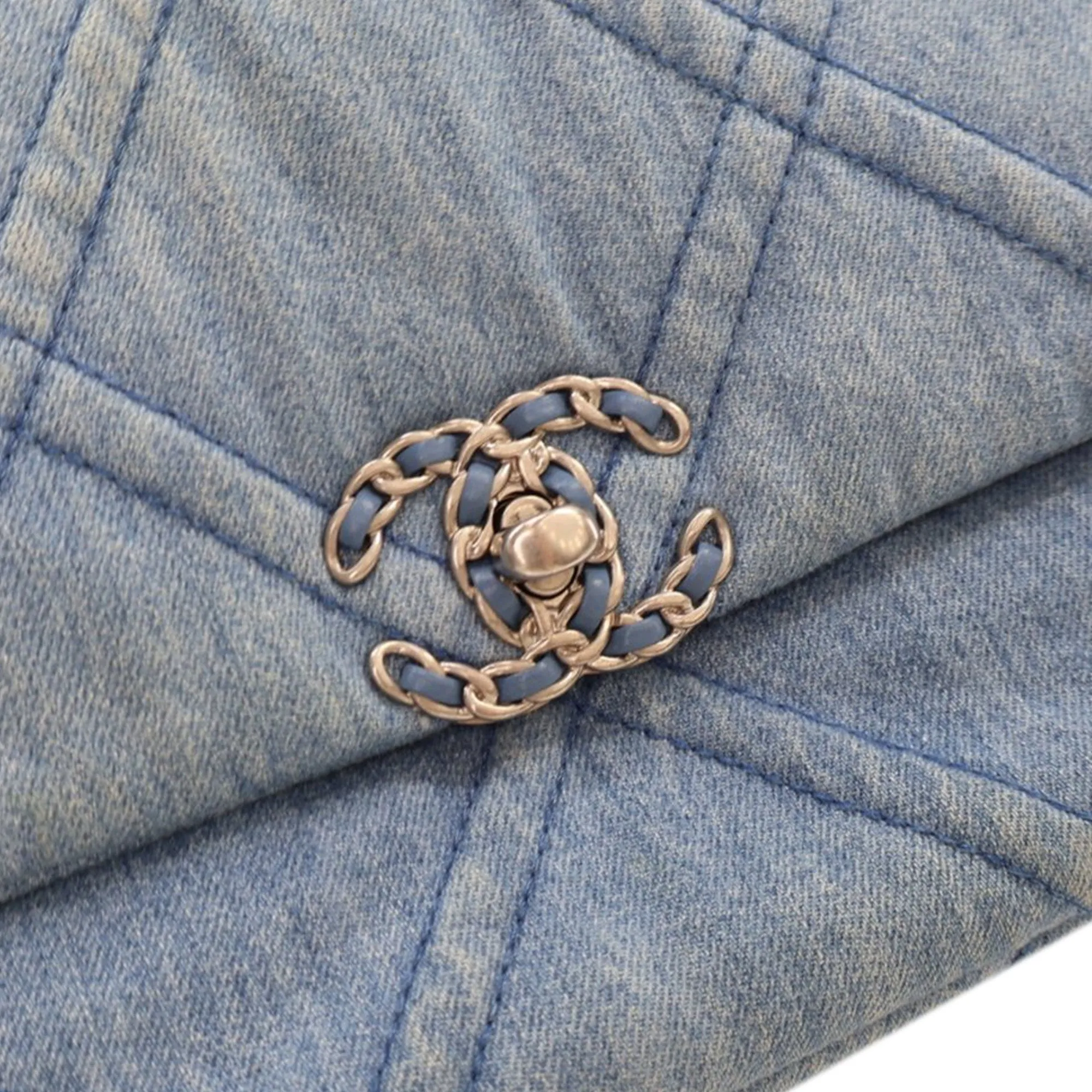 Medium Denim Double Stitched 19 Flap