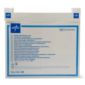Medline Surgical Sponge Counter Bags, Clear, Pack of 250