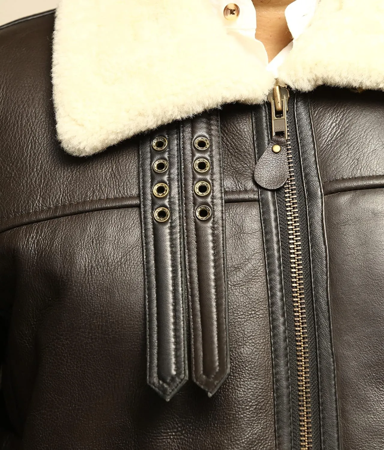 Men B3 Bomber Aviator Shearling Sheepskin Leather Winter Jacket