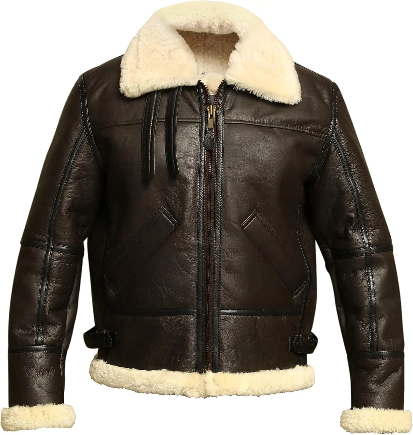 Men B3 Bomber Aviator Shearling Sheepskin Leather Winter Jacket