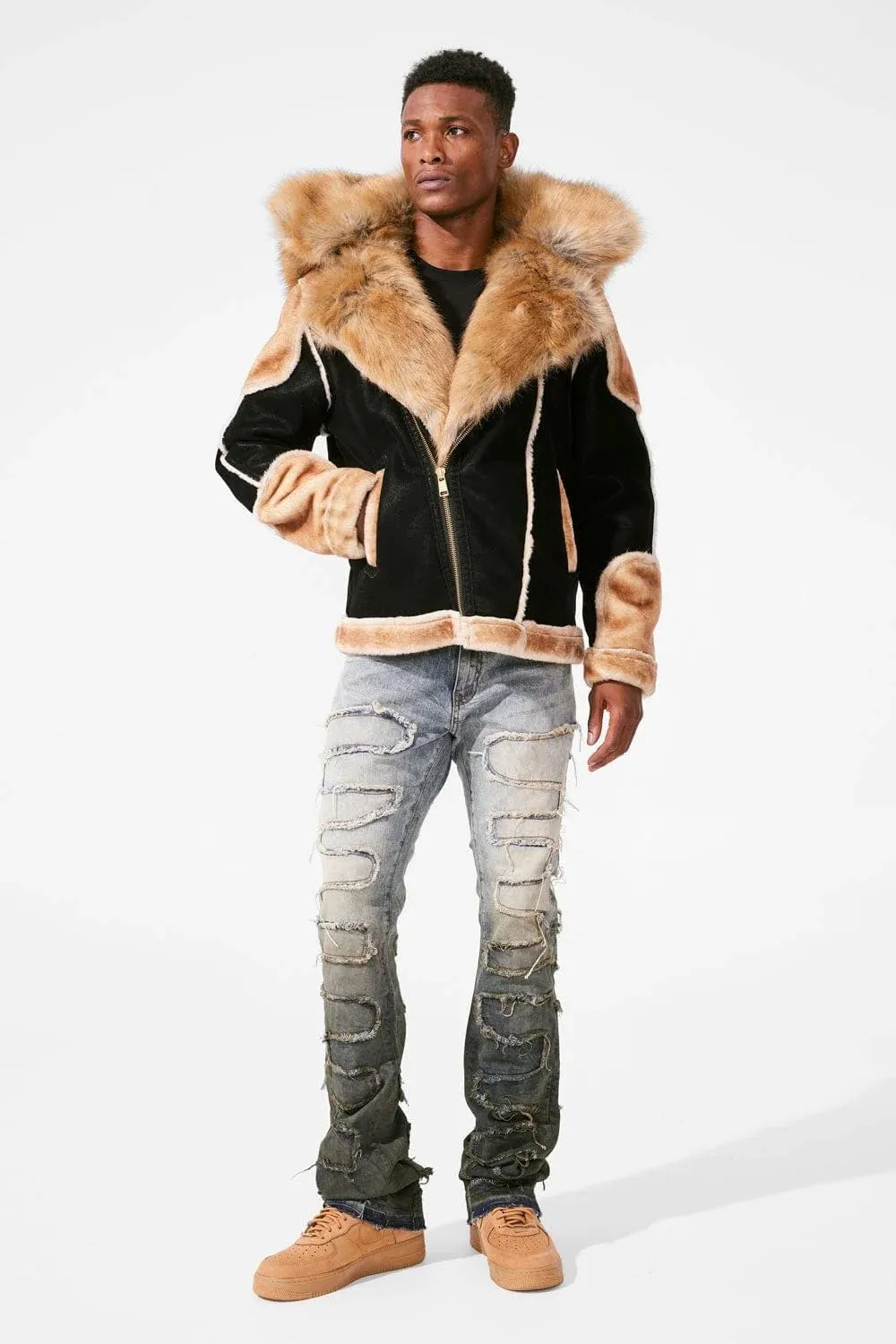 Men EL Jefe Shearling Moto Jacket (Black)