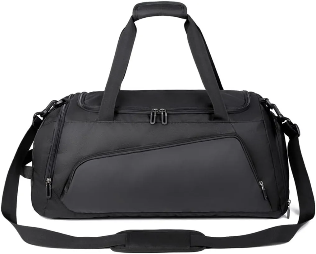 Men Travel Duffel Bag Oxford Sport Duffel Bag Large Gym Tote Bag Lightweight Weekend Shoulder Bag for Women Overnight Bag with Shoes Compartment and Wet Pocket Carry On Luggage Black