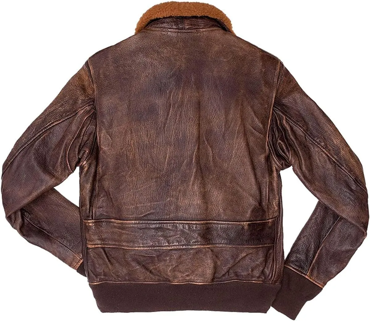 Men's A2 Jacket Flight Pilot Aviator USAAF Air Force Distressed Brown Bomber Leather Jacket