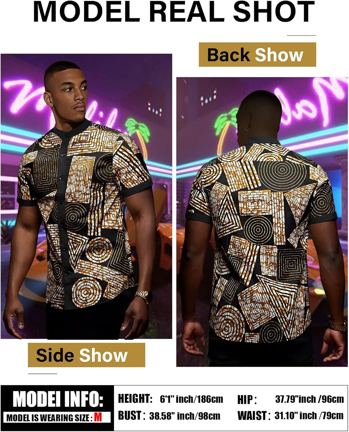 Men's African Traditional Pattern Print Shirt Casual Short Sleeve Button Down Shirts Luxury Printed Dashiki for Men