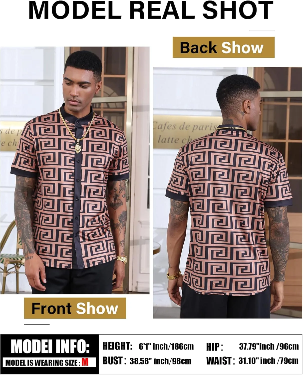 Men's African Traditional Pattern Print Shirt Casual Short Sleeve Button Down Shirts Luxury Printed Dashiki for Men