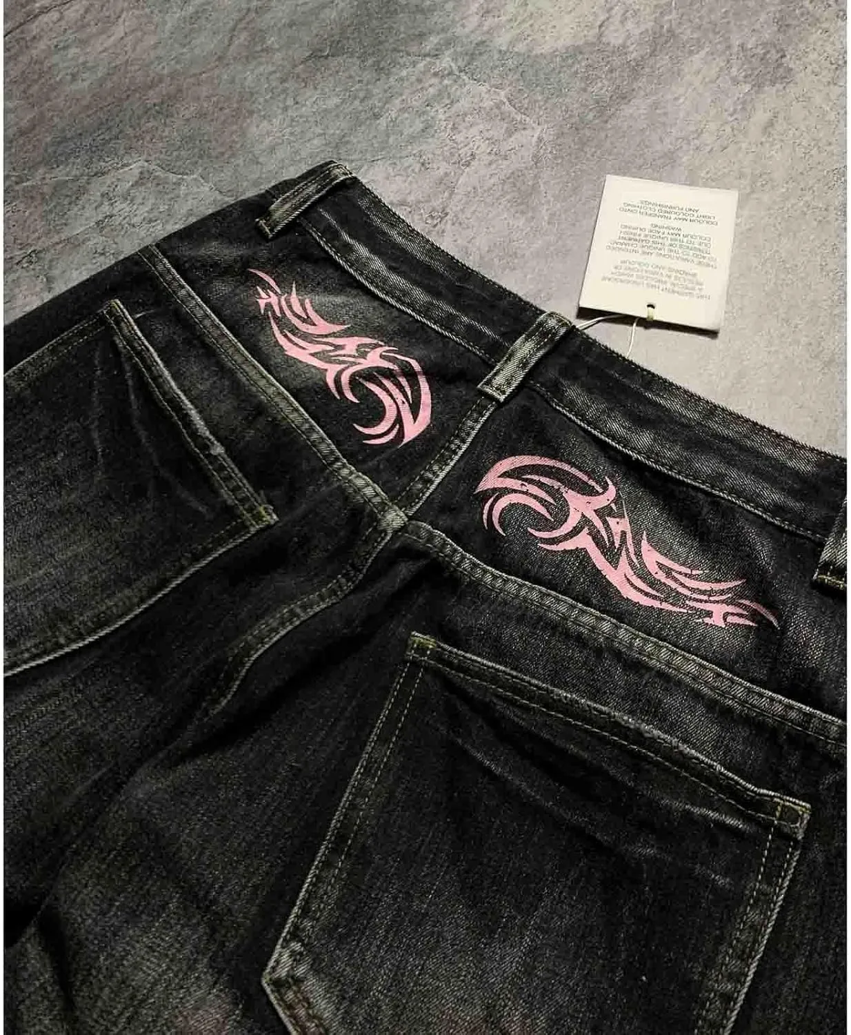 Men's and Women's Y2K Streetwear Loose Jeans Retro Totem Print Gothic Pants high Waist Wide Leg Harajuku Hip-hop Pants