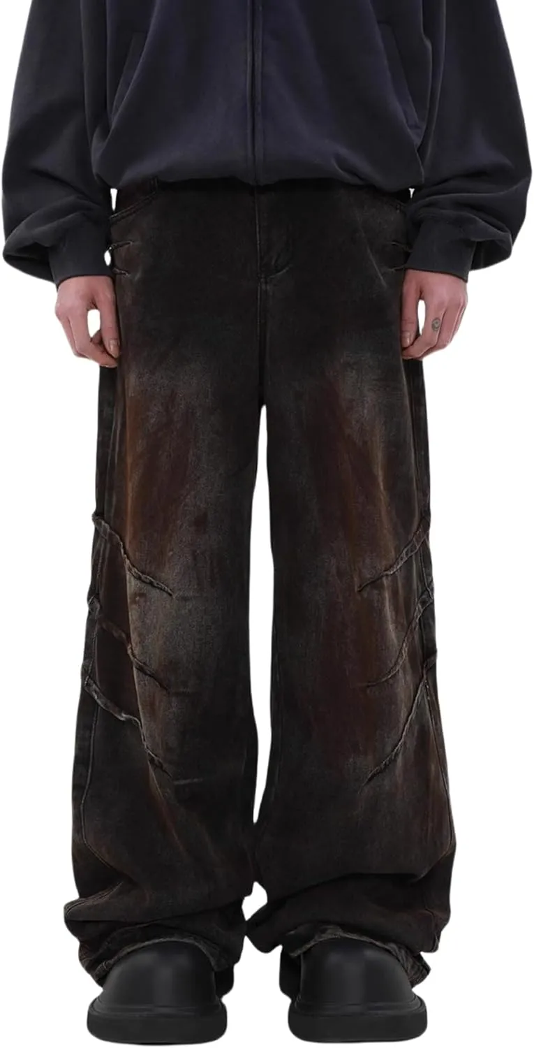 Mens Baggy Jeans for Men Women Y2k Wide Leg Skater Pants Vintage Denim Jeans Loose Fit Hip Hop Jeans
