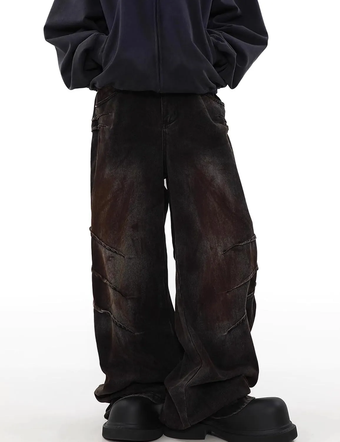 Mens Baggy Jeans for Men Women Y2k Wide Leg Skater Pants Vintage Denim Jeans Loose Fit Hip Hop Jeans