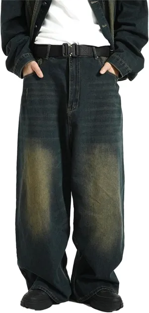 Men's Baggy Jeans Hip Hop Skater Jeans Vintage Dance Skateboard Pants Loose Fit Denim Jeans
