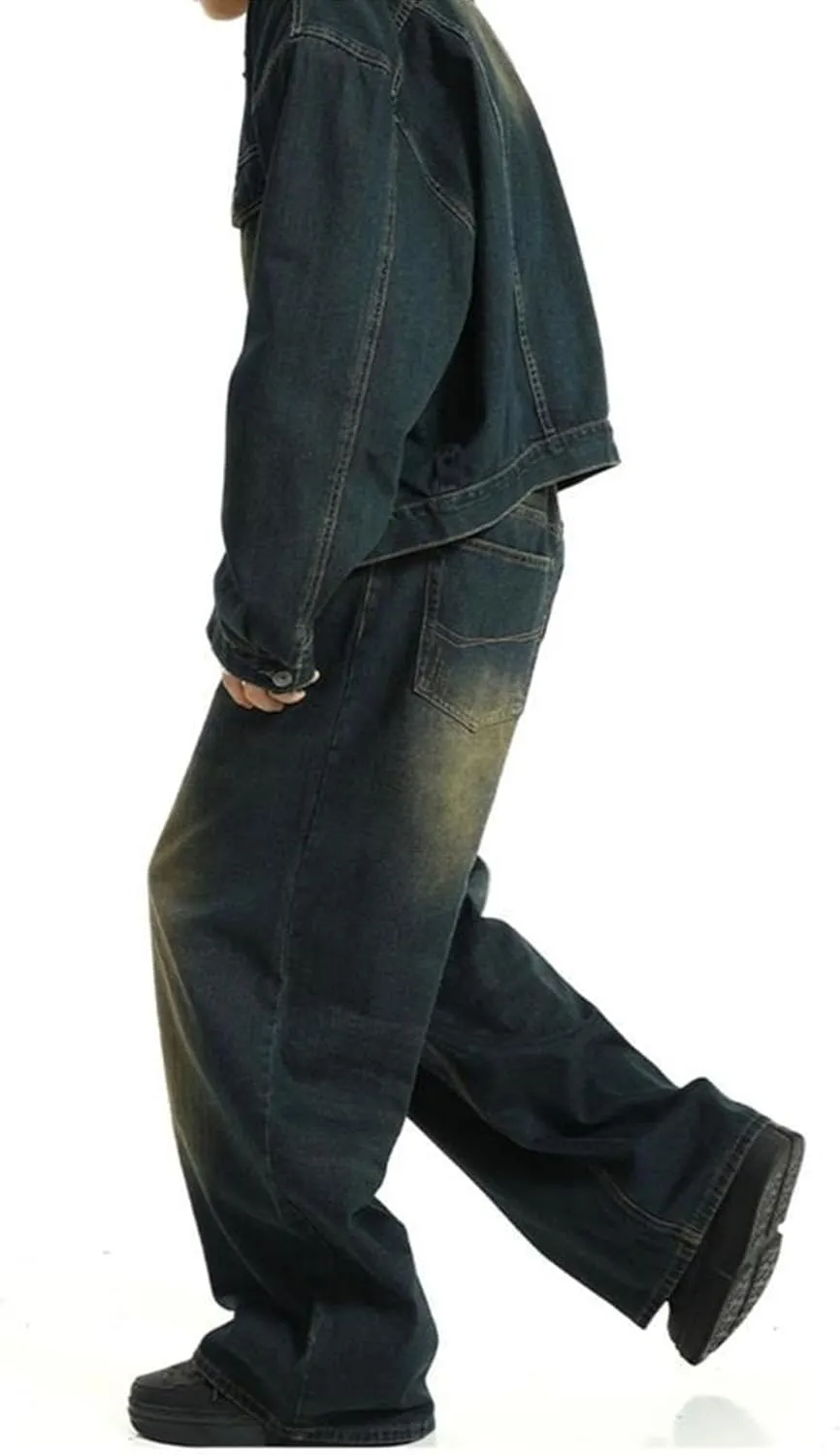 Men's Baggy Jeans Hip Hop Skater Jeans Vintage Dance Skateboard Pants Loose Fit Denim Jeans