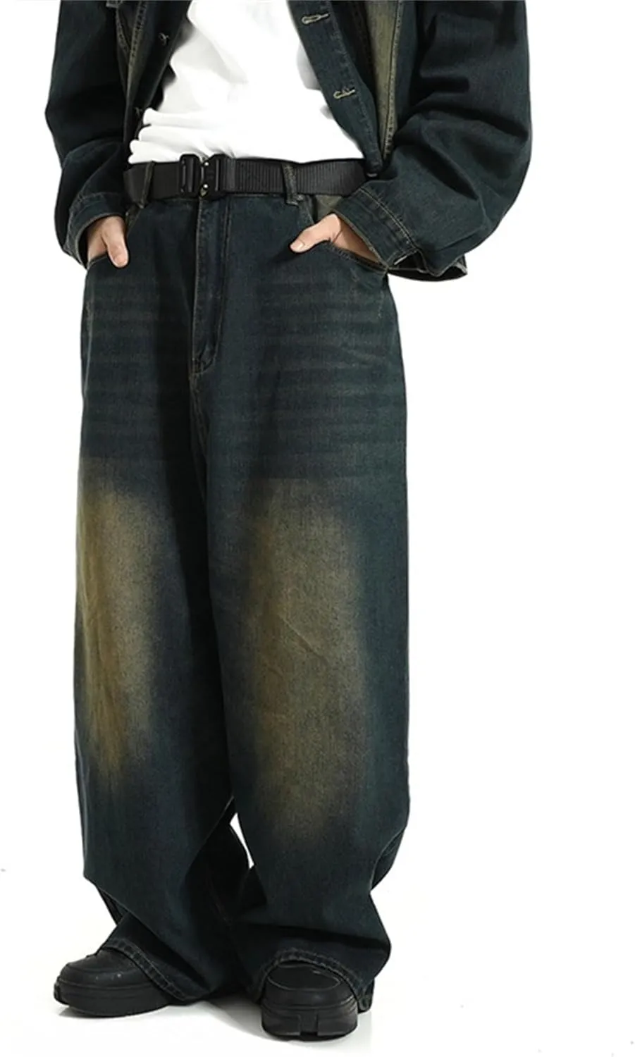 Men's Baggy Jeans Hip Hop Skater Jeans Vintage Dance Skateboard Pants Loose Fit Denim Jeans