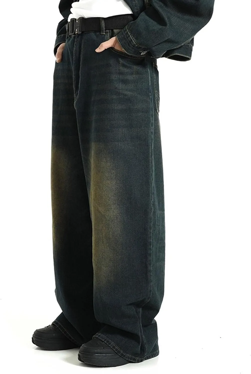Men's Baggy Jeans Hip Hop Skater Jeans Vintage Dance Skateboard Pants Loose Fit Denim Jeans