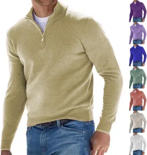 Men's Casual Sports Shirts 1/4 Zip Long Sleeve Fleece Lined Running Pullover Tops Stand Collar Workout Sweatshirt