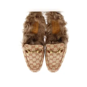 Men's Princetown Mules GG Canvas with Fur