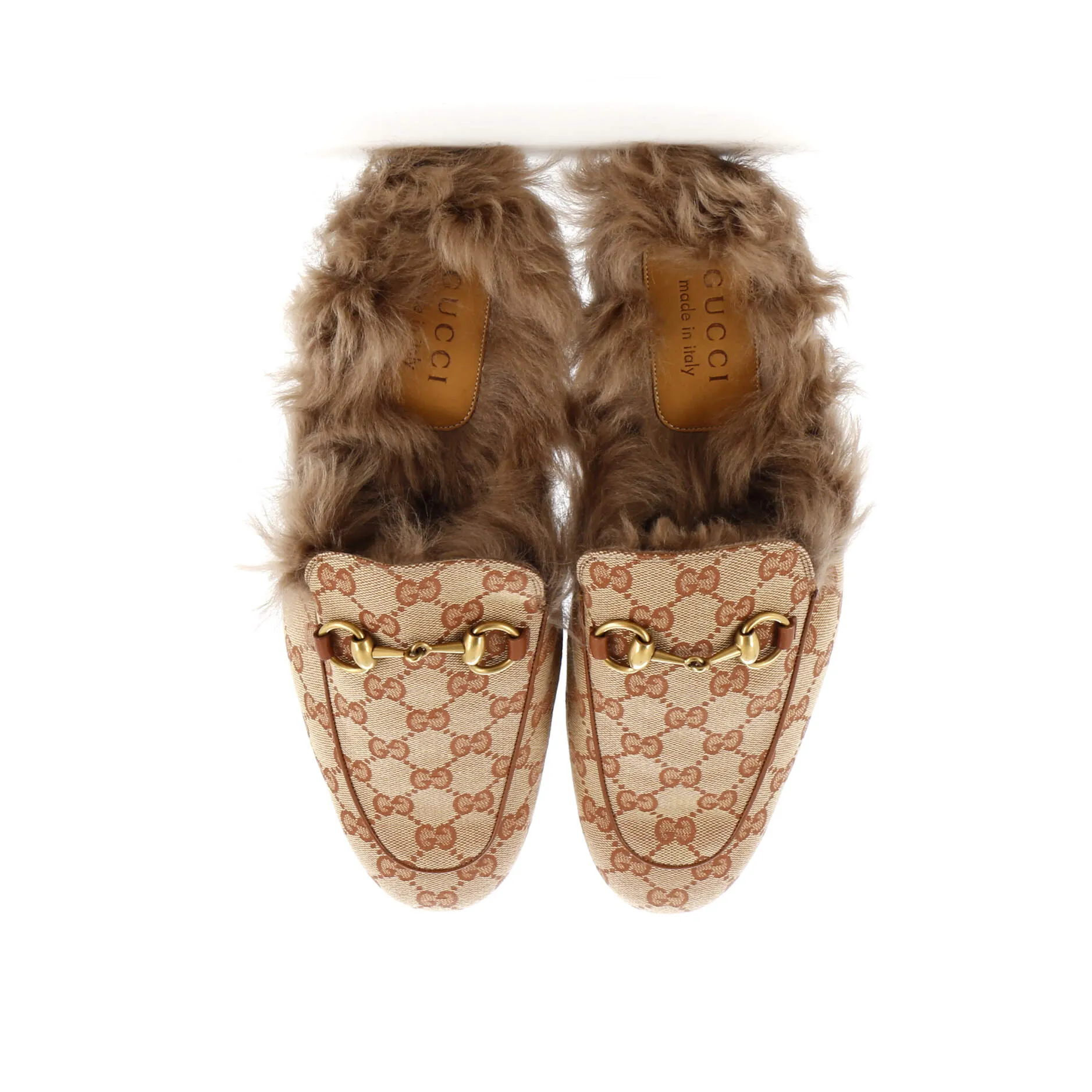 Men's Princetown Mules GG Canvas with Fur