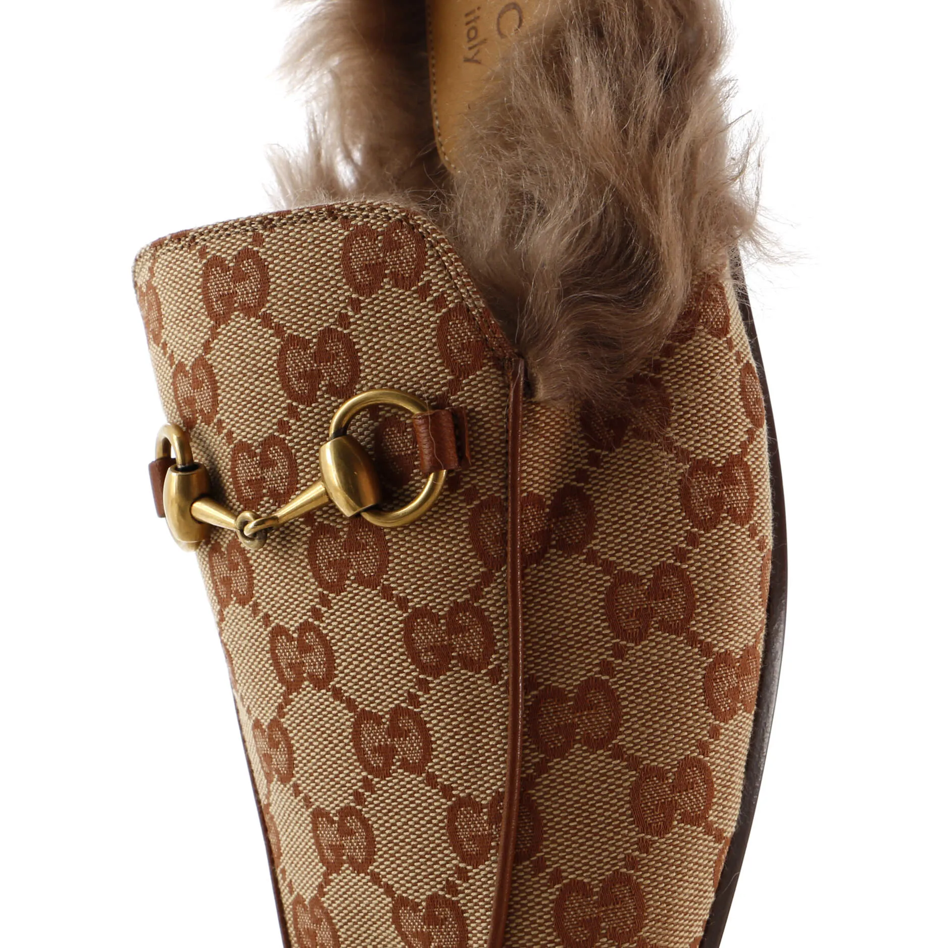 Men's Princetown Mules GG Canvas with Fur
