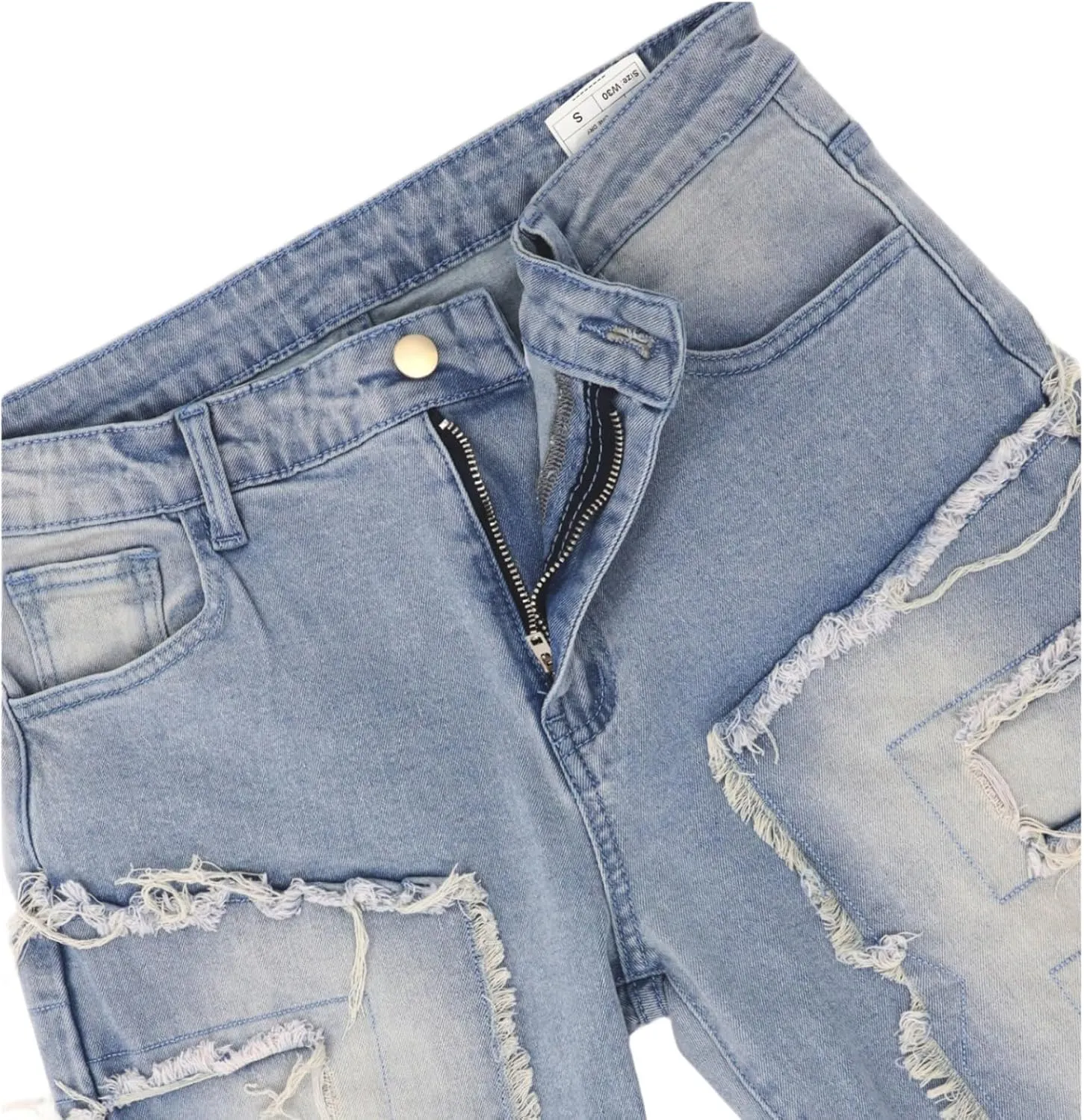 Mens Stacked Jeans Y2k Slim Fit Skinny Ripped Jeans Distressed Destroyed Denim Pants Emo Hip Hop Jeans