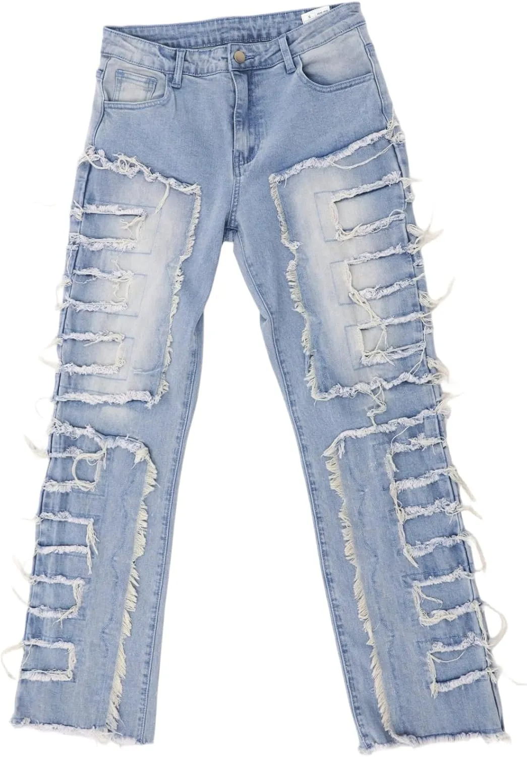 Mens Stacked Jeans Y2k Slim Fit Skinny Ripped Jeans Distressed Destroyed Denim Pants Emo Hip Hop Jeans