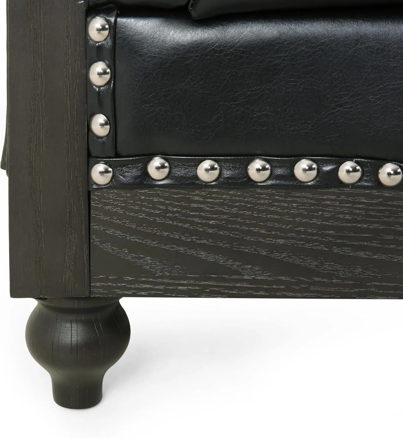 Merax PU Chesterfield Sofa, Retro Upholstered 3 Seater Leather Couch Rolled Arm for Living Room Bedroom Office, Black