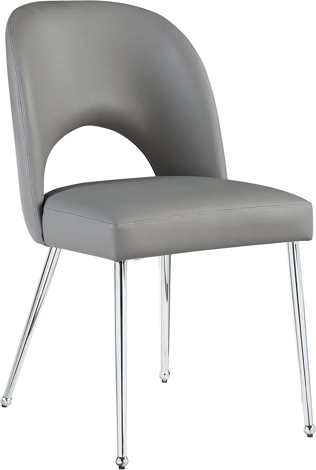 Meridian Furniture 999Grey-C Logan Collection Modern | Contemporary Vegan Leather Upholstered Dining Chair, Set of 2, Grey, 19.5" W x 22" D x 34" H
