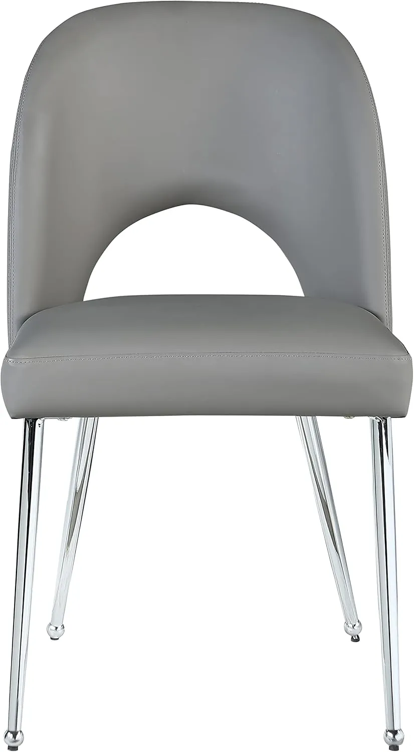Meridian Furniture 999Grey-C Logan Collection Modern | Contemporary Vegan Leather Upholstered Dining Chair, Set of 2, Grey, 19.5" W x 22" D x 34" H