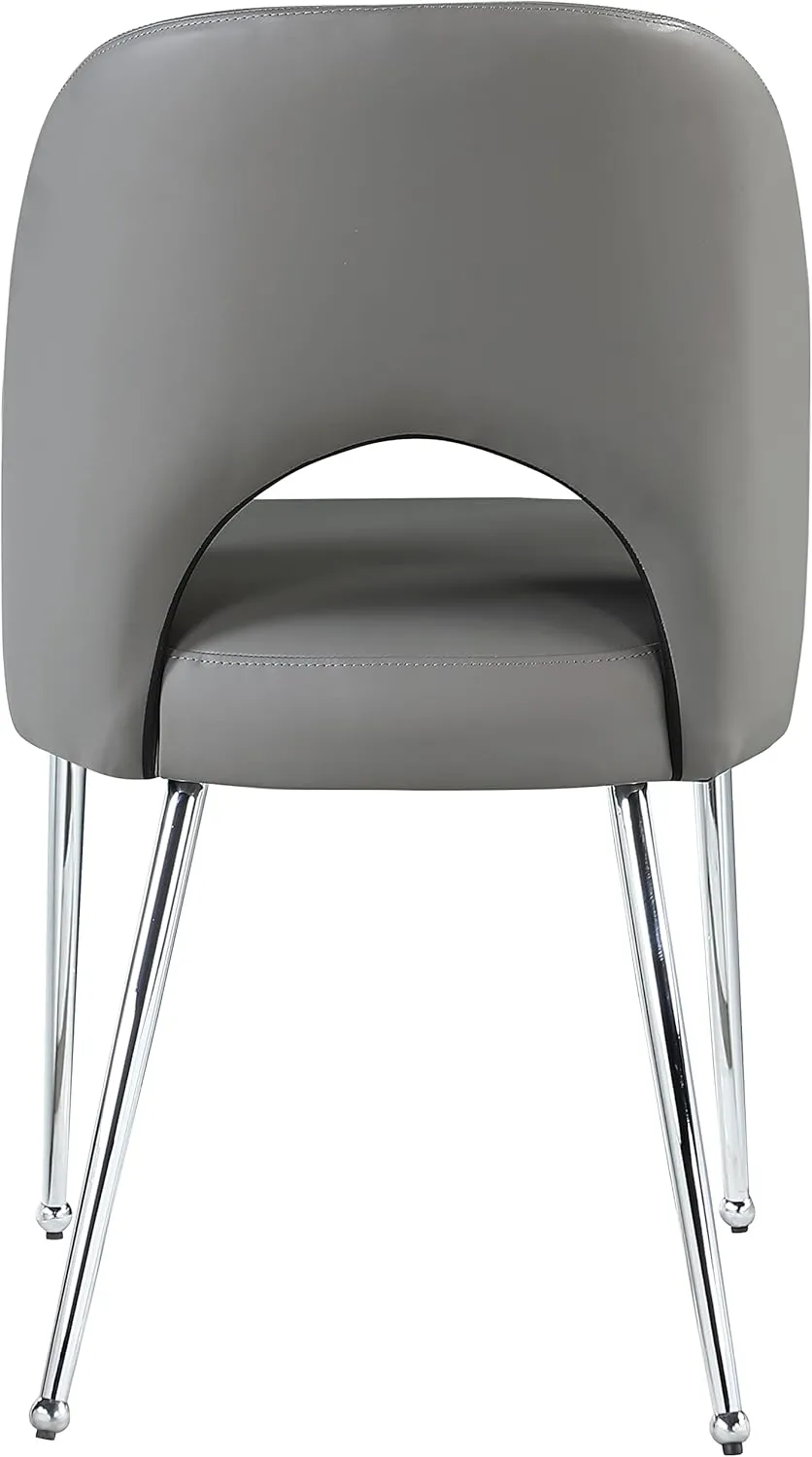 Meridian Furniture 999Grey-C Logan Collection Modern | Contemporary Vegan Leather Upholstered Dining Chair, Set of 2, Grey, 19.5" W x 22" D x 34" H